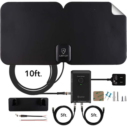 ANTOP AT-300SBS HD Smart Antenna, HDTV + FM Amplified Antenna with Smart Boost System