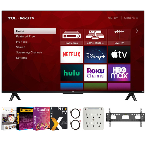 TCL 75` Class 4-Series 4K UHD HDR Smart Roku TV with Movies Streaming Pack