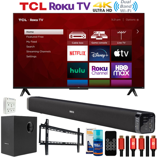TCL 55` Class 4-Series 4K UHD HDR Smart Roku TV with Deco Gear Home Theater Bundle