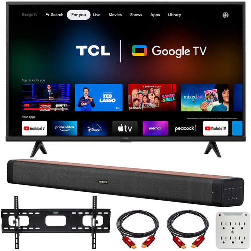TCL 50` Class 4-Series 4K UHD HDR Smart Google TV w/ Deco Home 60W Soundbar Bundle