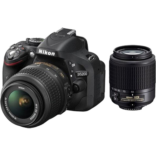 Nikon D5200 24.1 MP DSLR Camera w/ 18-55mm & 55-200mm Lens Kit - Factory Refurbished