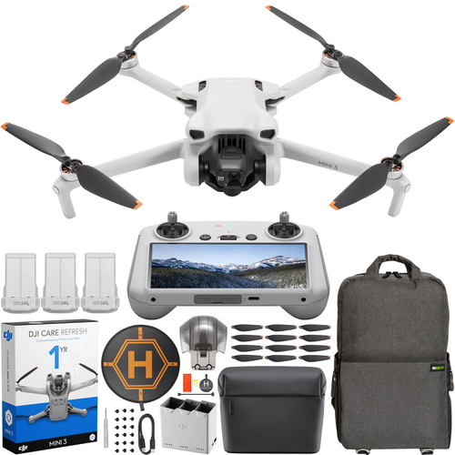 DJI Mini 3 Drone Fly More Combo Kit with RC Smart Remote + DJI Care Refresh Bundle