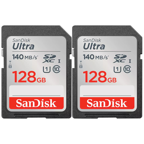 Sandisk 128GB Ultra UHS-I SDXC Memory Card 10/UHS-I 140MB/S 2 Pack