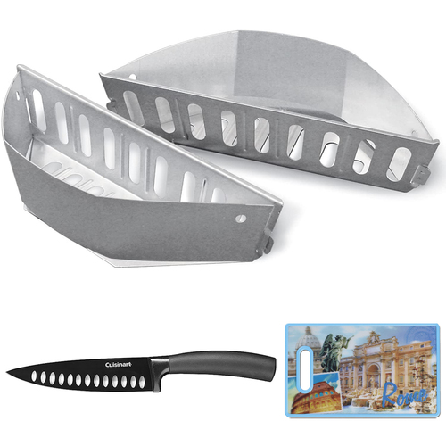 Weber Char-Basket Charcoal Holders (Set of 2) w/ 6` Chef's Knife + 3D Cutting Board