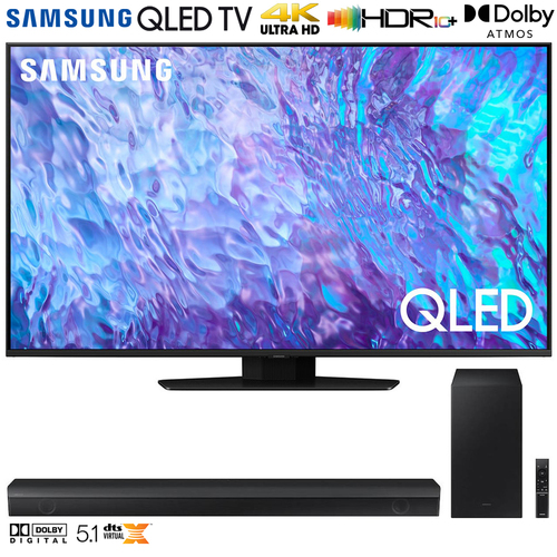 Samsung QN50Q80CA 50` HDR 4K QLED Smart TV w/ HW-B650 3.1ch Soundbar (2023 Model)
