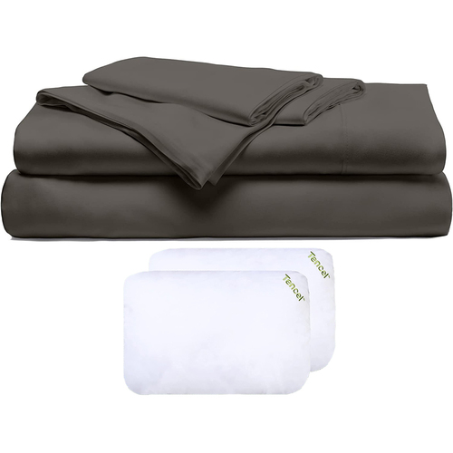 Cariloha Viscose 4-Piece Bed Sheet Set King Onyx with 2 Pack Pillows