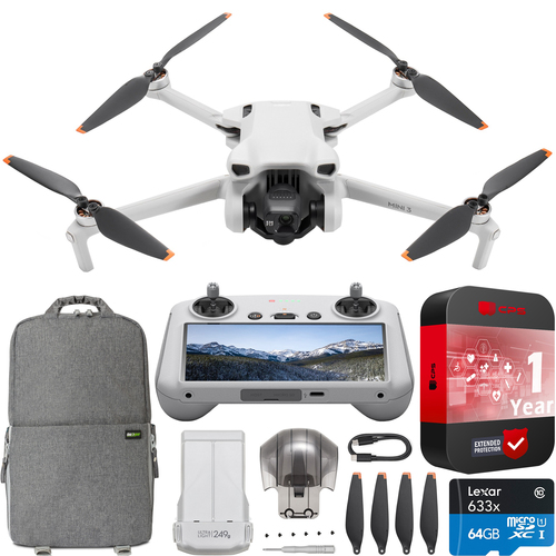 DJI Mini 3 Drone 4K Quadcopter with RC Smart Remote Controller + Accessories Bundle