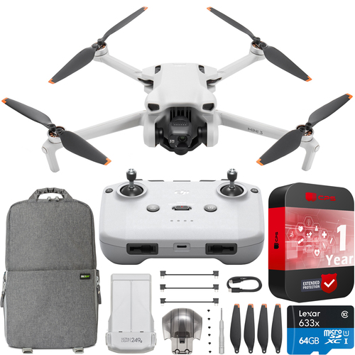 DJI Mini 3 Drone 4K HDR Quadcopter with RC-N1 Remote Controller + Accessories Bundle