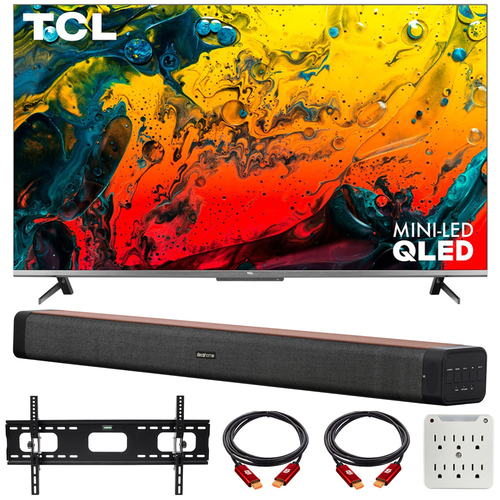 TCL 55` 4K Mini-LED UHD QLED HDR Smart Google TV w/ Deco Home 60W Soundbar Bundle