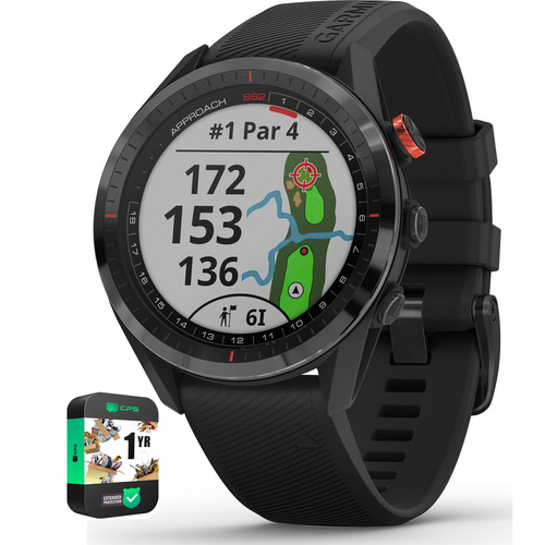 Garmin Approach S62 Ceramic Bezel w/ Black Band GPS Golf Watch + 1 Year Warranty