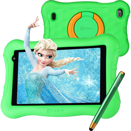 Contixo 7` Kids Tablet, 2GB/32GB, Dual Cameras with Digital Stylus Pen, Green - Open Box