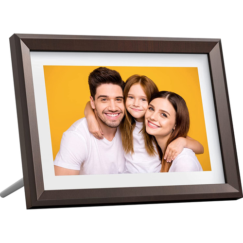 Dragon Touch Classic 10` Digital Picture Frame in Brown - Wi-Fi Compatible - Open Box
