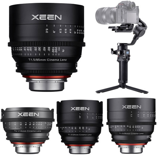 Rokinon XEEN 14/24/35/85mm Cine Lens for Canon EF Mount Bundle with DJI RSC 2 Gimbal