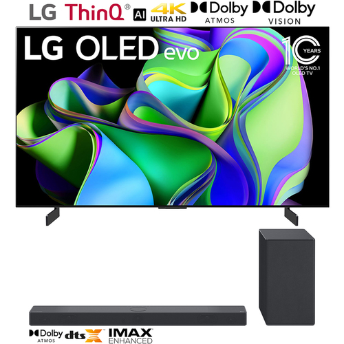 LG OLED evo C3 83` HDR 4K Smart OLED TV w/ LG SC9S 3.1.3ch Sound Bar (2023 Model)