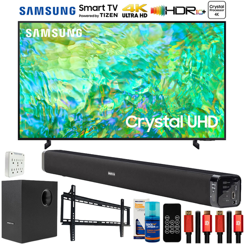 Samsung 65` Crystal UHD 4K Smart TV with Deco Gear Home Theater Bundle (2023 Model)