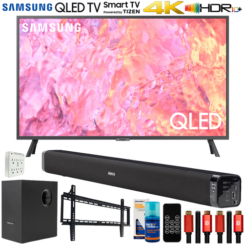 Samsung 55` QLED 4K Smart TV with Deco Gear Home Theater Bundle (2023 Model)
