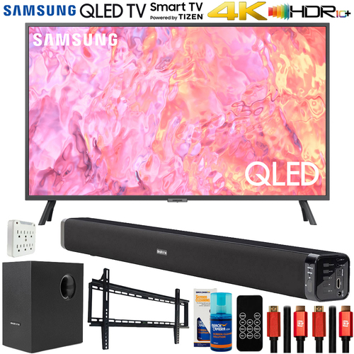 Samsung 43` QLED 4K Smart TV with Deco Gear Home Theater Bundle (2023 Model)
