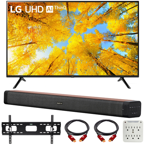 LG 50UQ7570PUJ 50` 4K UHD Smart webOS TV w/ Deco Home 60W Soundbar Bundle
