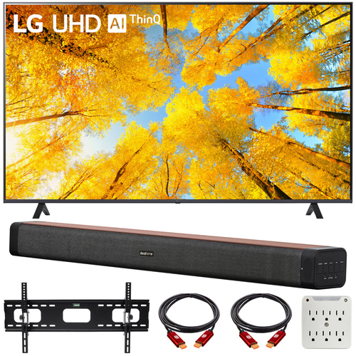 LG UQ7590PUB 43` HDR 4K UHD Smart TV w/ Deco Home 60W Soundbar Bundle