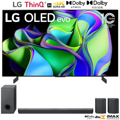 LG OLED evo C3 77` HDR 4K Smart OLED TV w/ LG S95QR 9.1.5 ch Sound Bar (2023 Model)