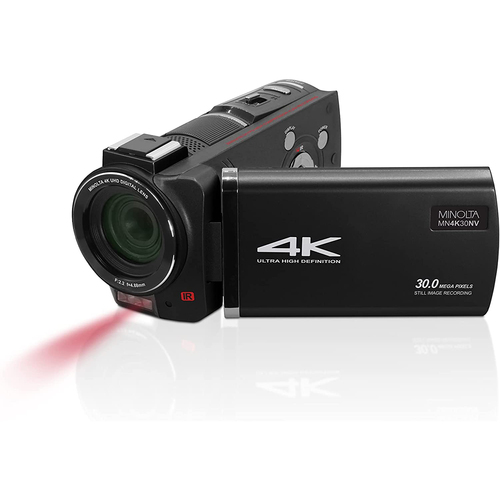 Minolta MN4K30NV 4K Ultra HD 30 MP Night Vision Camcorder, Black