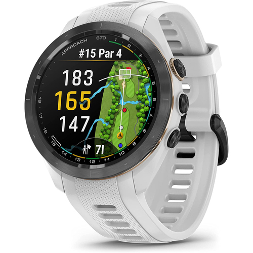 Approach S70 42 mm Premium GPS Golf Watch, White Band (010-02746-00)