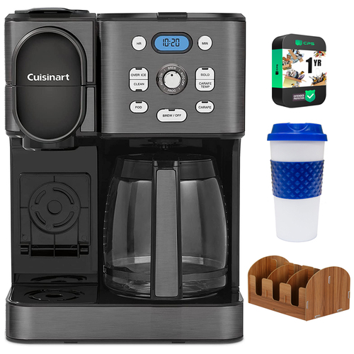 2-IN-1 Center Combo Brewer Coffee Maker, Black Stainless w/ Warranty Bundle
