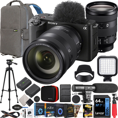 Sony ZV-E1 Full Frame Mirrorless Vlog Camera Black +24-105mm F4 G OSS Lens Kit Bundle