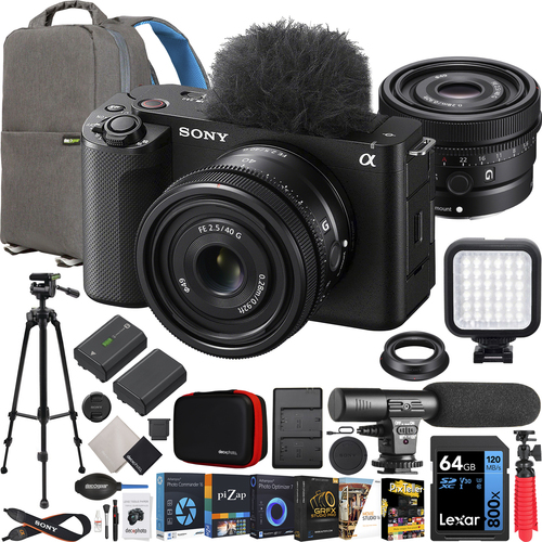 Sony ZV-E1 Full Frame Mirrorless Vlog Camera Black + FE 40mm F2.5 G Lens Kit Bundle