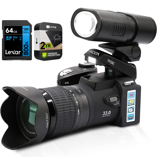 Minolta 33MP HD Digital Camera with Lens Kit Black + 64GB Card & 2 Year Warranty