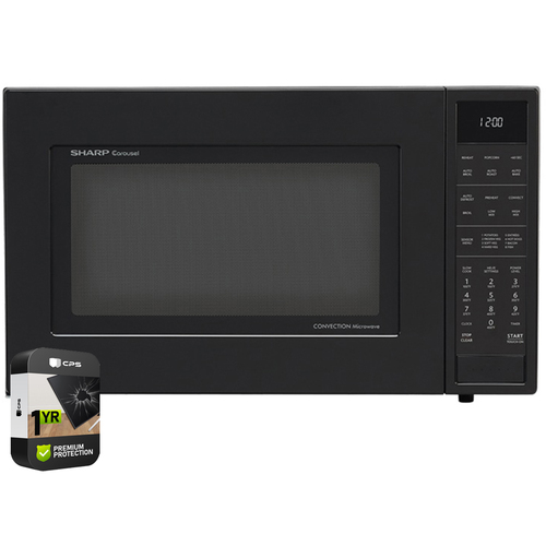 Sharp 1.5 Cu.Ft. 900W Carousel Countertop Microwave Oven Black + 2 Year Warranty