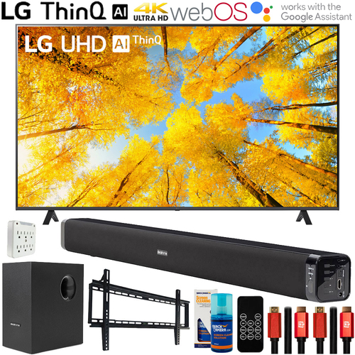 LG 75UQ7590PUB 75 Inch HDR 4K UHD Smart TV with Deco Gear Home Theater Bundle