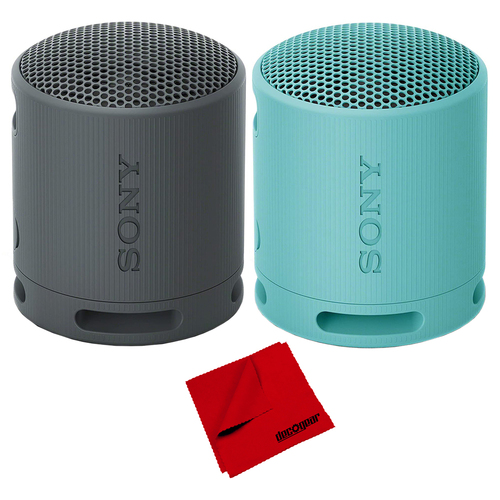 Sony XB100 Compact Bluetooth Wireless Speaker Black and Blue with Cleaning Cloth