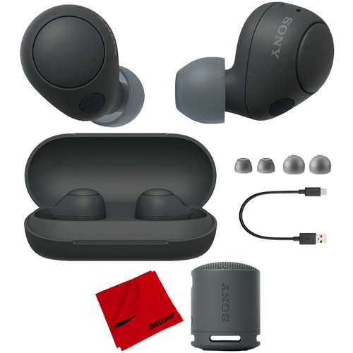 Sony WF-C700N Wireless In-Ear Headphones + Sony XB100 Wireless Speaker (Black) Bundle