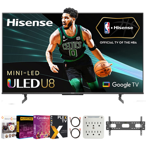 Hisense 65` QLED U8H 4K ULED Mini-LED Google Smart TV with Movies Streaming Pack