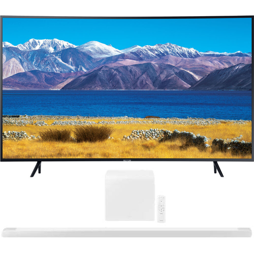 Samsung 65` HDR 4K UHD Smart Curved TV 2020 Model with 3.1.2ch Soundbar White