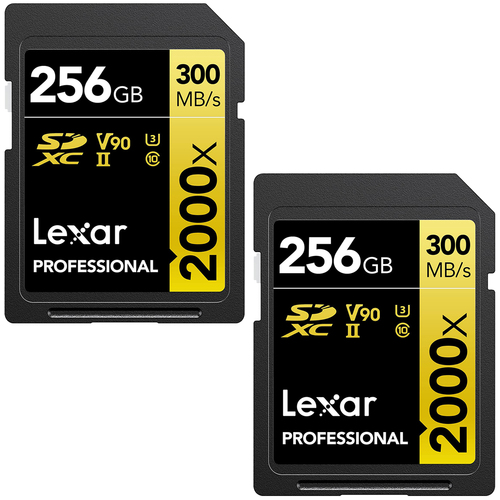 Lexar Professional 2000x SDHC/SDXC UHS-II Card GOLD Series, 256GB - 2 Pack