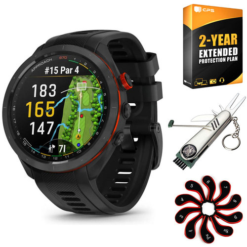 Garmin Approach S70 42 mm Premium GPS Golf Watch, Black Band with 2 YR Warranty Bundle