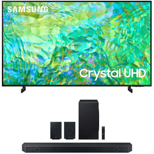 Samsung 85 inch Crystal UHD 4K Smart TV 2023 with Soundbar and Rear Speakers