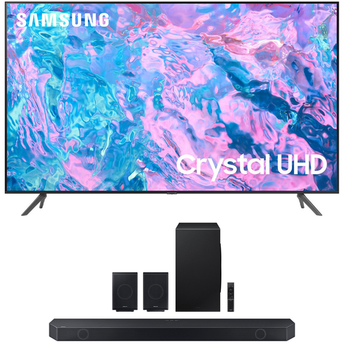 Samsung 65 inch Crystal UHD 4K Smart TV 2023 with Soundbar and Rear Speakers