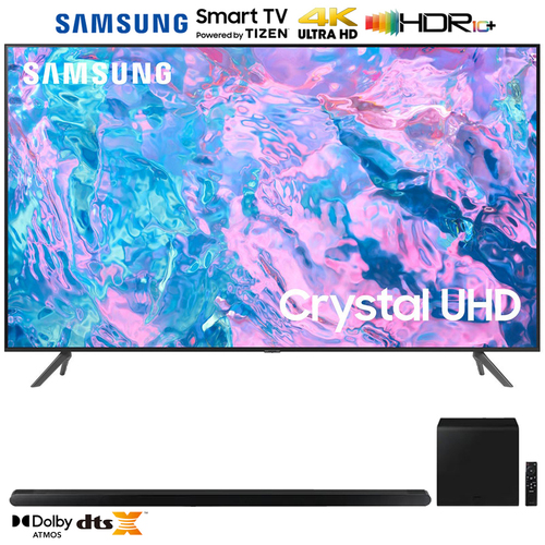 Samsung UN58CU7000 58` Crystal UHD 4K Smart TV (2023) w/ 3.2.1ch Soundbar Black