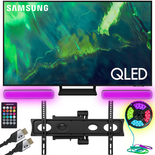 Samsung 65 Inch QLED 4K UHD Smart TV 2021 Renewed with Monster Cable Bundle