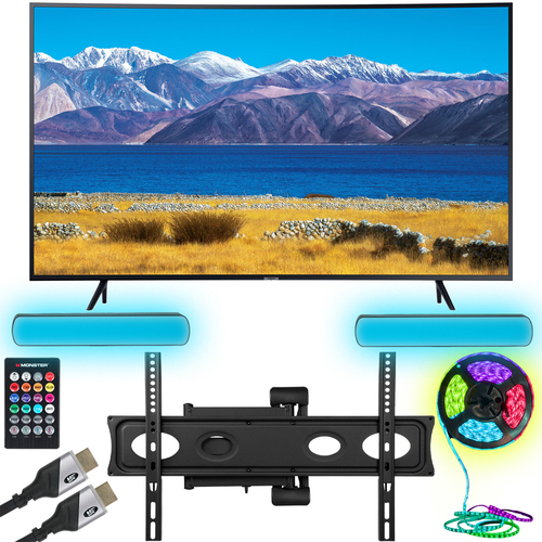 Samsung UN55TU8300 55` HDR 4K UHD Smart Curved TV w/ Monster TV Wall Mount Kit