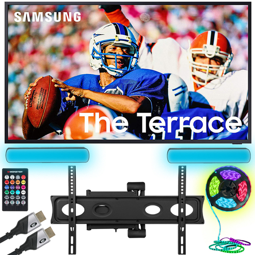 Samsung 65` The Terrace Full Sun Outdoor QLED 4K Smart TV w/ Monster TV Wall Mount Kit
