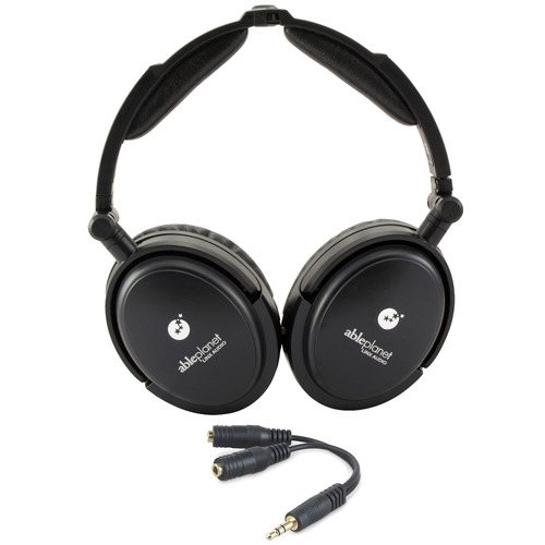 Able Planet Foldable Active Noise Canceling Headphones Speaker and Headphone Splitter Bundle