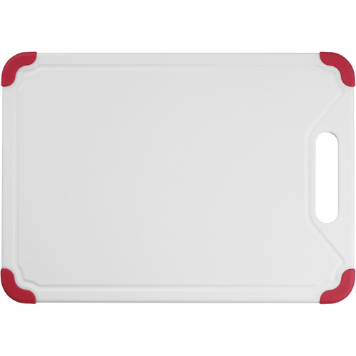 Cuisinart 13` Cutting Board with Red Non-Slip Trim, White (CPB-13WR)