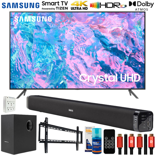 Samsung UN70CU7000 70` Crystal UHD 4K Smart TV 2023 with Deco Gear Home Theater Bundle