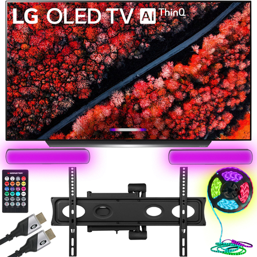 LG 55` C9 4K HDR Smart OLED TV with AI ThinQ 2019 Renewed + Monster Cable Bundle