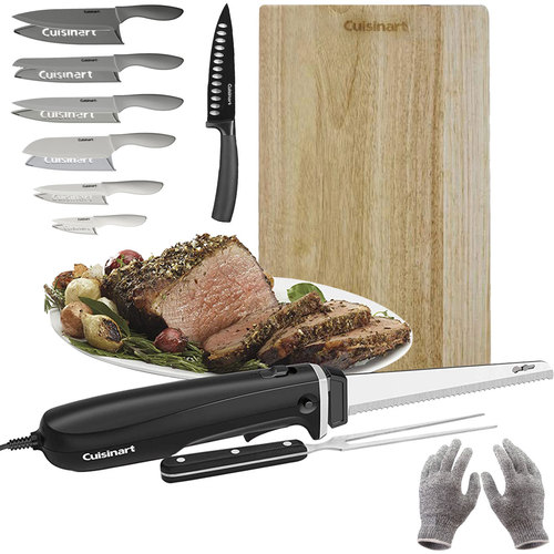 Cuisinart CEK-41 AC Electric Knife with Cutting Board Bundle with 12Pc Knife Set and More