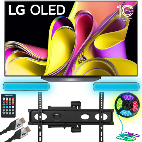 LG 77` B3 Series OLED 4K UHD Smart webOS TV w/ Monster TV Wall Mount Kit